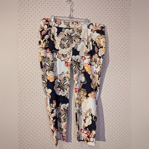 NWT Chico's 4 Floral 2X Pants Brigitte Slim Leg